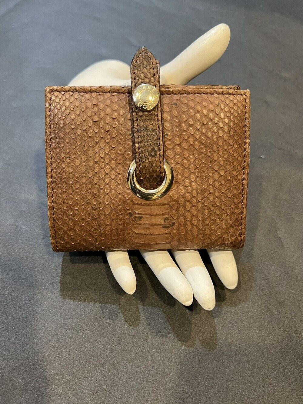 Vintage Jimmy Choo Watersnake Bi-fold Brown Snap Closure Wallet NWT